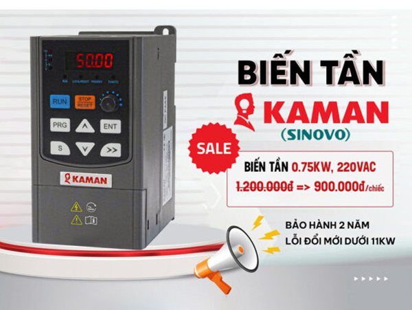 Biến tần Kaman khuyến mãi 900.000đ 1 chiếc 0.75kW