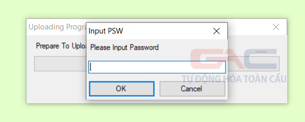 Nhập mật khẩu để Upload chương trình lên PLC Xinje