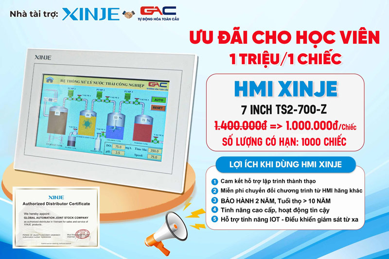 Ưu đãi HMI Xinje cho học viên