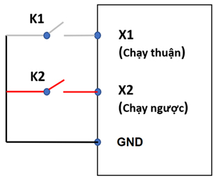 Sơ đồ đấu nối chân công tắc chuyển mạch chạy thuận ngược vào biến tần