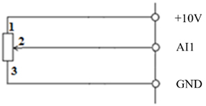 Sơ đồ đấu nối chiết áp vào biến tần AC10