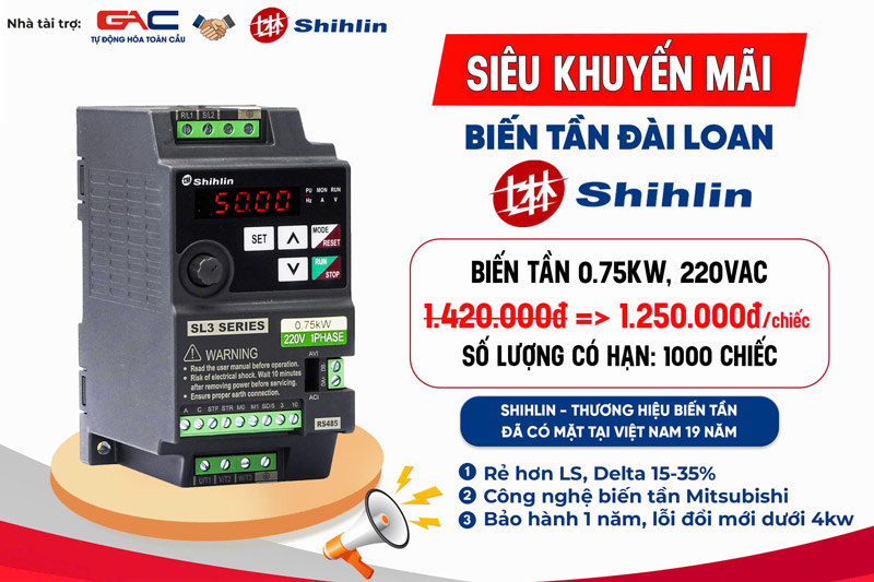 Khuyến mãi biến tần Shihlin Đài Loan 1250K