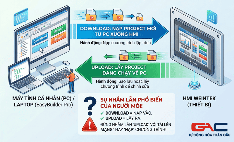 Upload chương trình HMI Weintek qua Ethernet