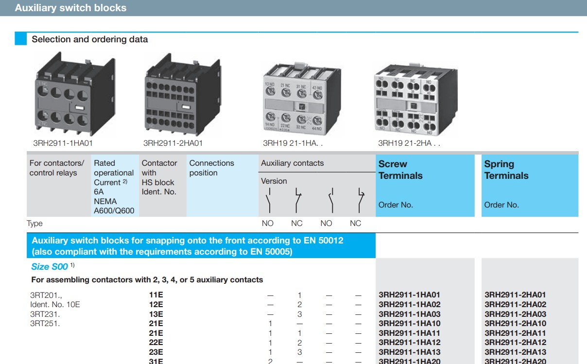 siemens contactor catalogue