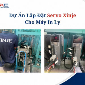 lắp đặt servo xinje cho máy in ly