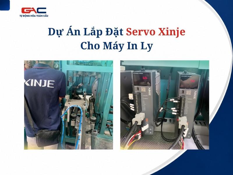lắp đặt servo xinje cho máy in ly
