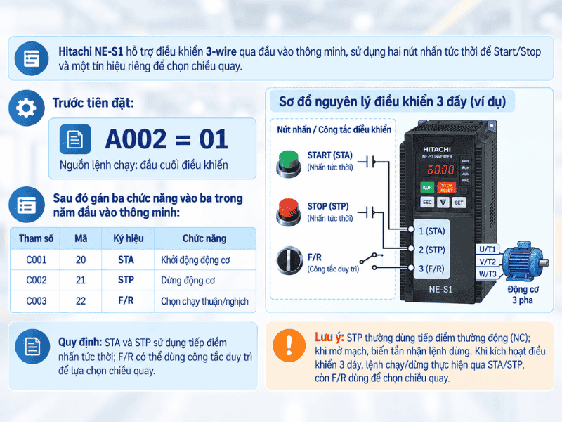 Điều khiển Start/Stop theo kiểu 3 dây