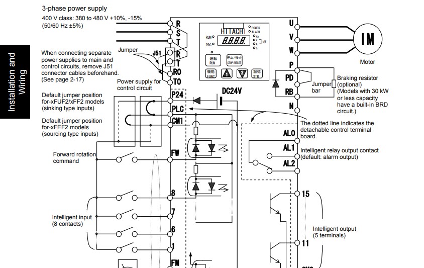 cài đặt biến tần hitachi nj600b