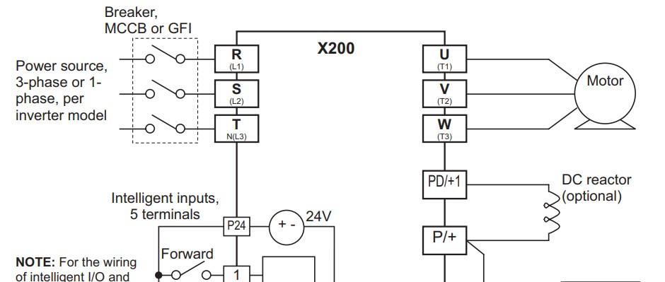cài đặt biến tần hitachi x200